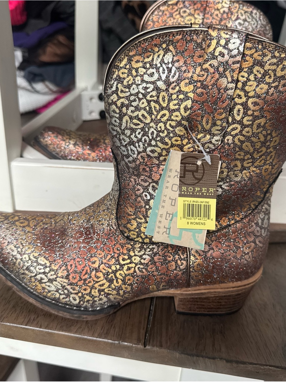 Roper Metallic Leopard Print Short Western Boot - Gold/Bronze/Copper